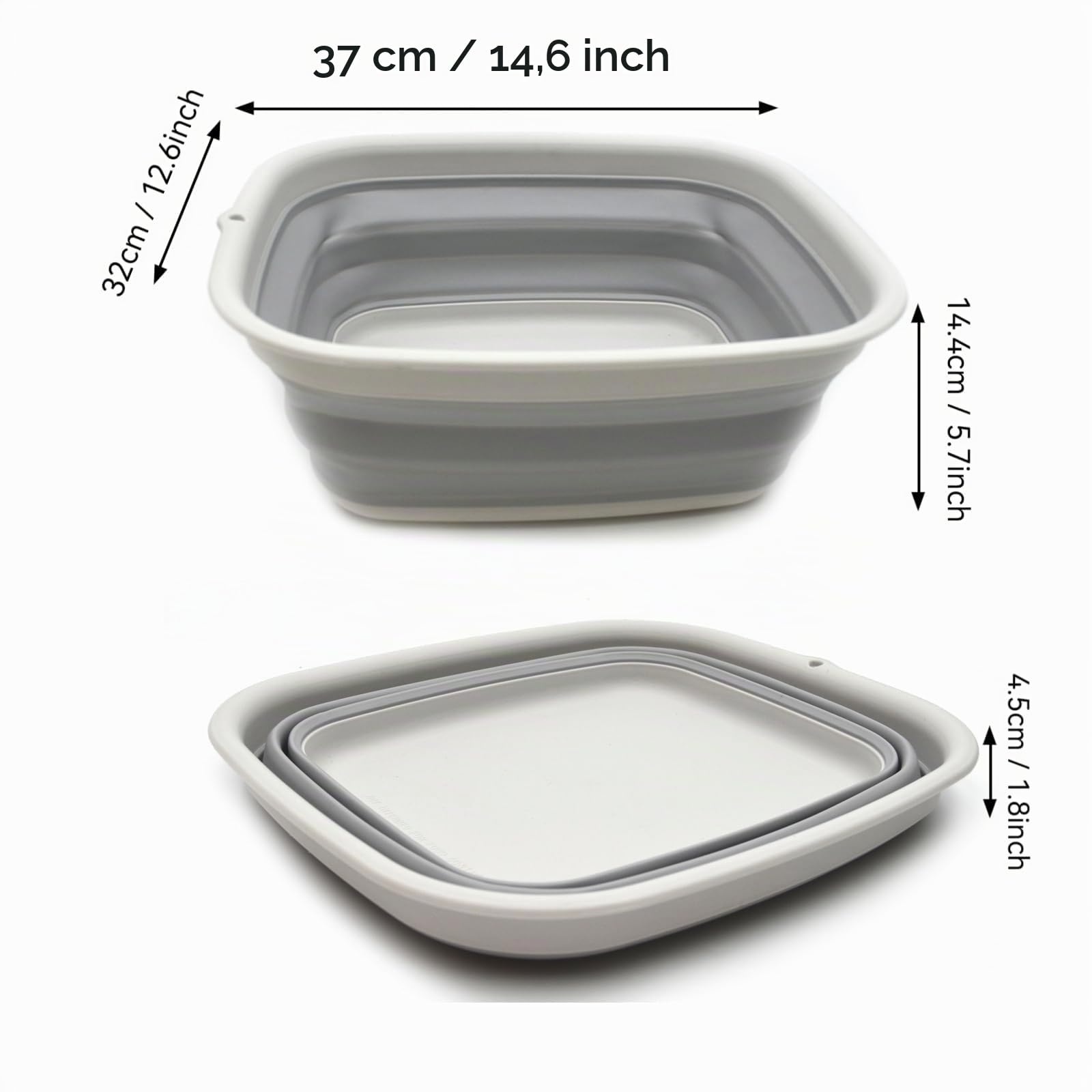SAMMART 9.45L (2,49 gallons) Baignoire Pliable - Baignoire Pliable - Lavabo Portable - Baignoire en Plastique Peu encombrante (Gris)