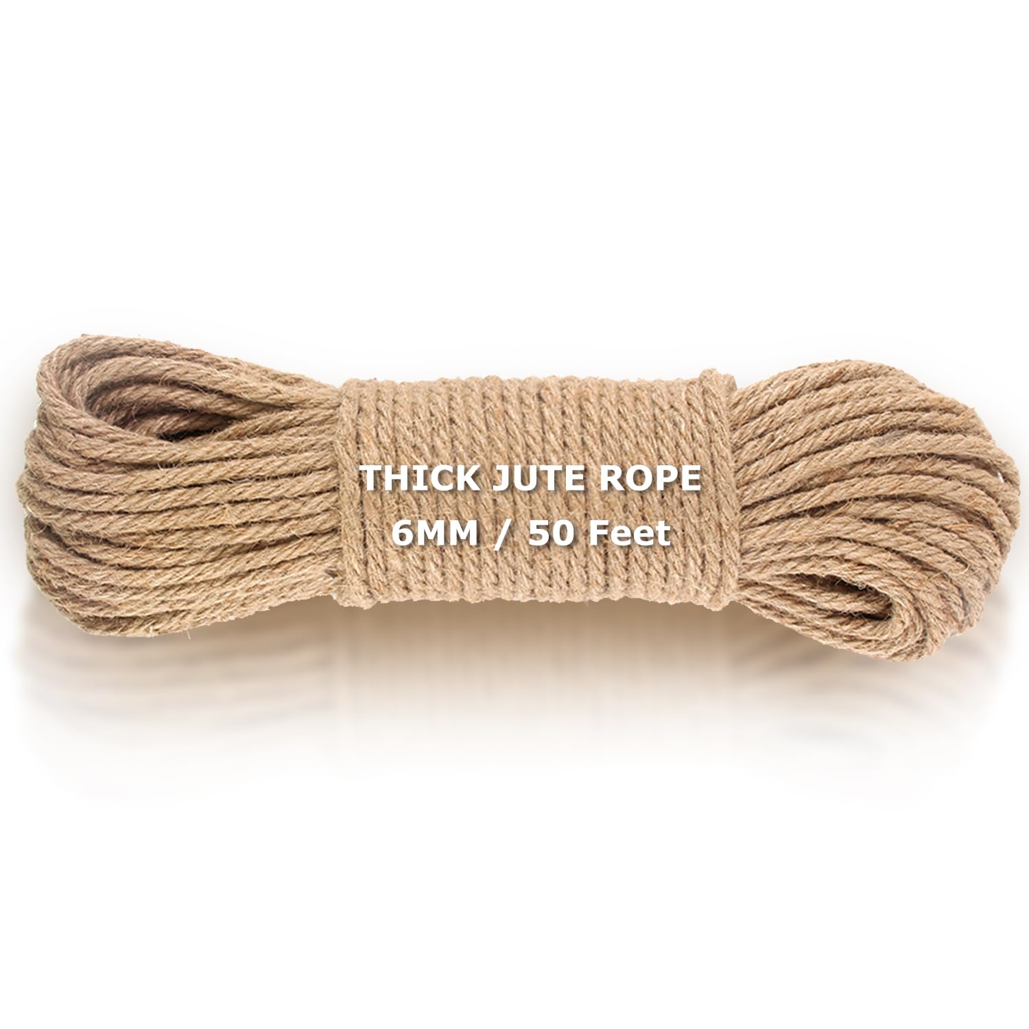Vanhench Jute String Rope 6mm x 50 Feet, Heavy Duty and Thick Twine Rope for Crafts Projects, Gardening, Bundling, Cat Scratcher Scratching Post Tree Gift Wrapping Arts &amp; Crafts Christmas Decoration
