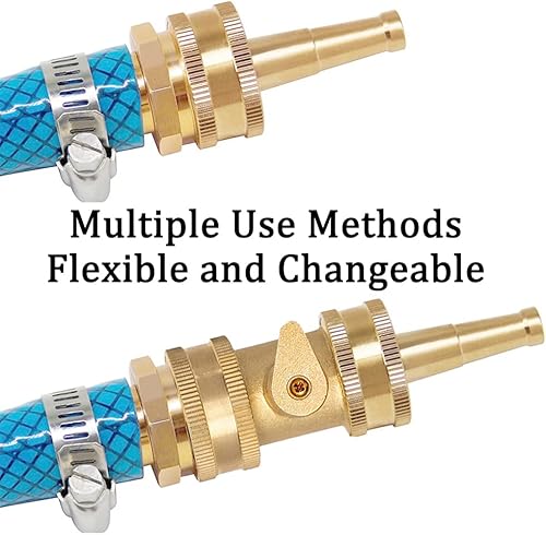Miniatura 3 de Joywayus Boquilla de chorro de alta presión de latón resistente con juego de válvula de cierre 3/4 "conector GHT para manguera de agua de jardín