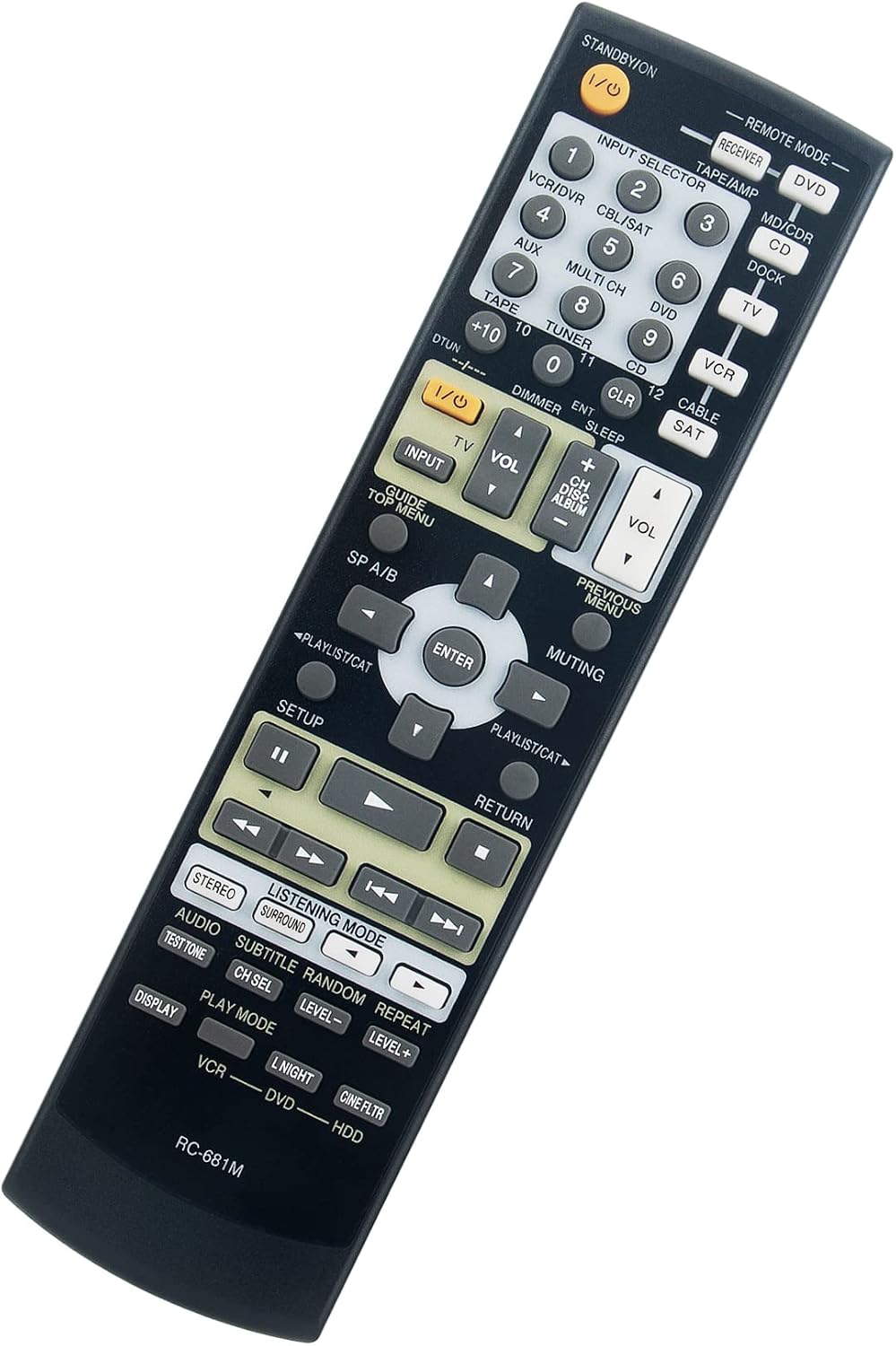 RC-681M Replace Remote Control Applicable for Onkyo AV Receiver HT-R550 HT-R508 TX-SR575 TX-SR8550 HT-SR800 HT-R557 HT-SR750 HT-SP904 HT-SP904B TX-SR505 TX-SR505E TX-SR505B TX-SR575B SKB-550 SKC-550C