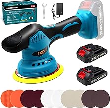 Polisher, Car with 1 2 Batteries, 1.5 Ah, 6 Speed Shifting, 150 mm Buff 21 V, Electric Polisher, Eccentric Construction, 2800-5500 RPM, Cordless Rechargeable Polisher, Double Action Polisher