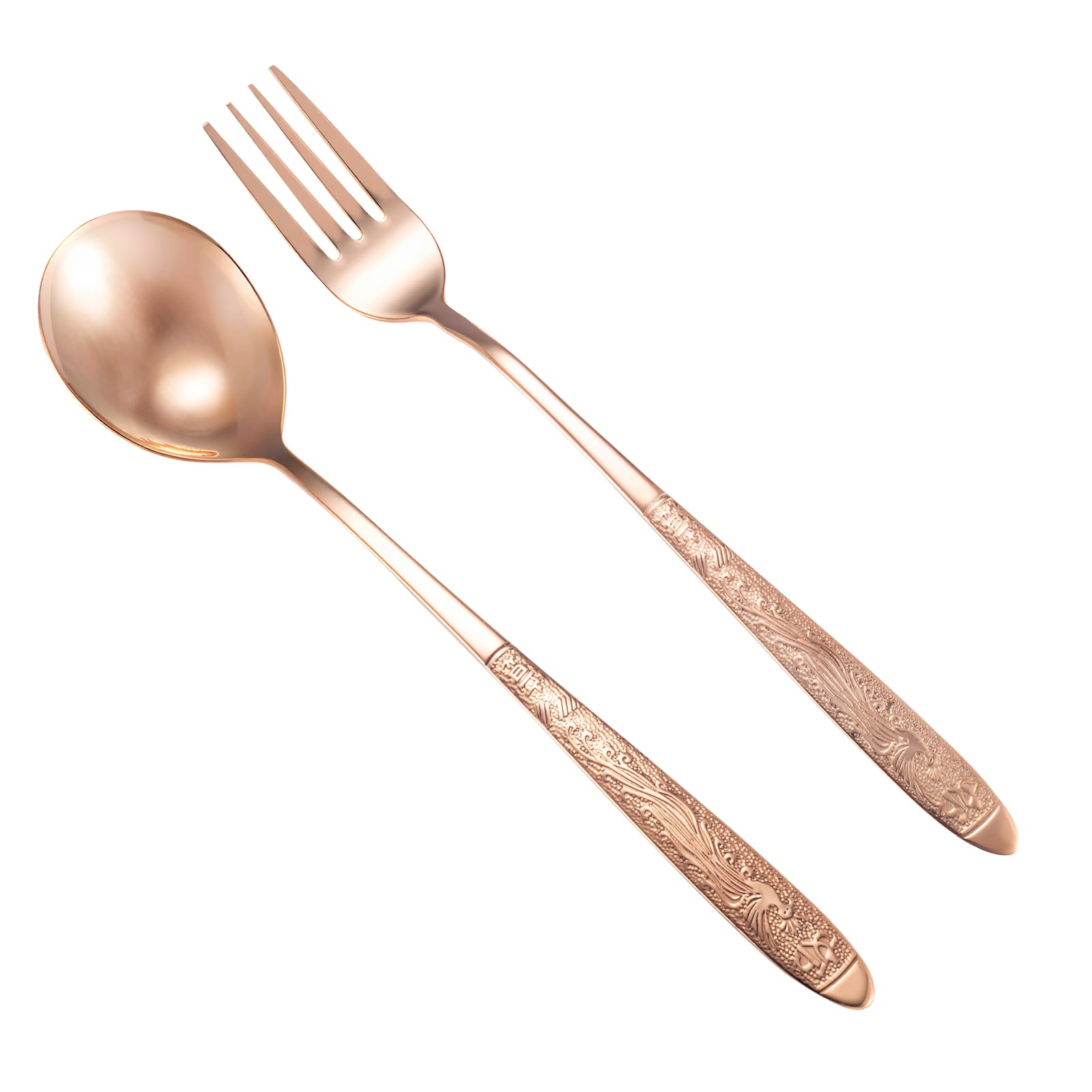 Utensili in rame puro al 99,99%, posate in rame con bellissimo significato cinese, adatti per cucina, casa, matrimoni, feste, lavabili in lavastoviglie (2 tipi)