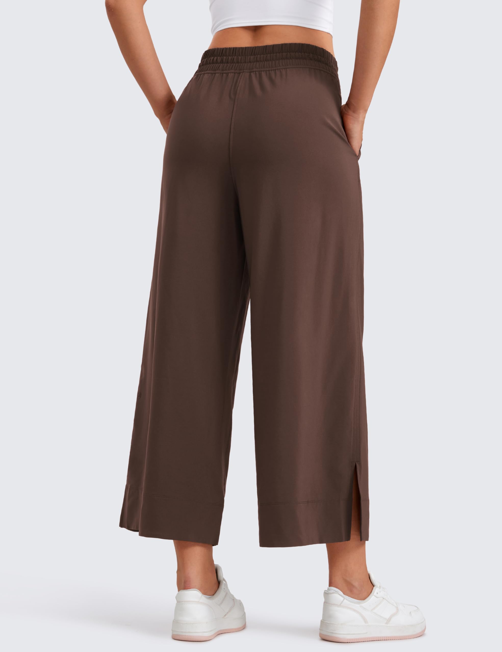 CRZ YOGA Pantalon Capri léger à Jambe Large pour Femmes Taille Haute Décontracté