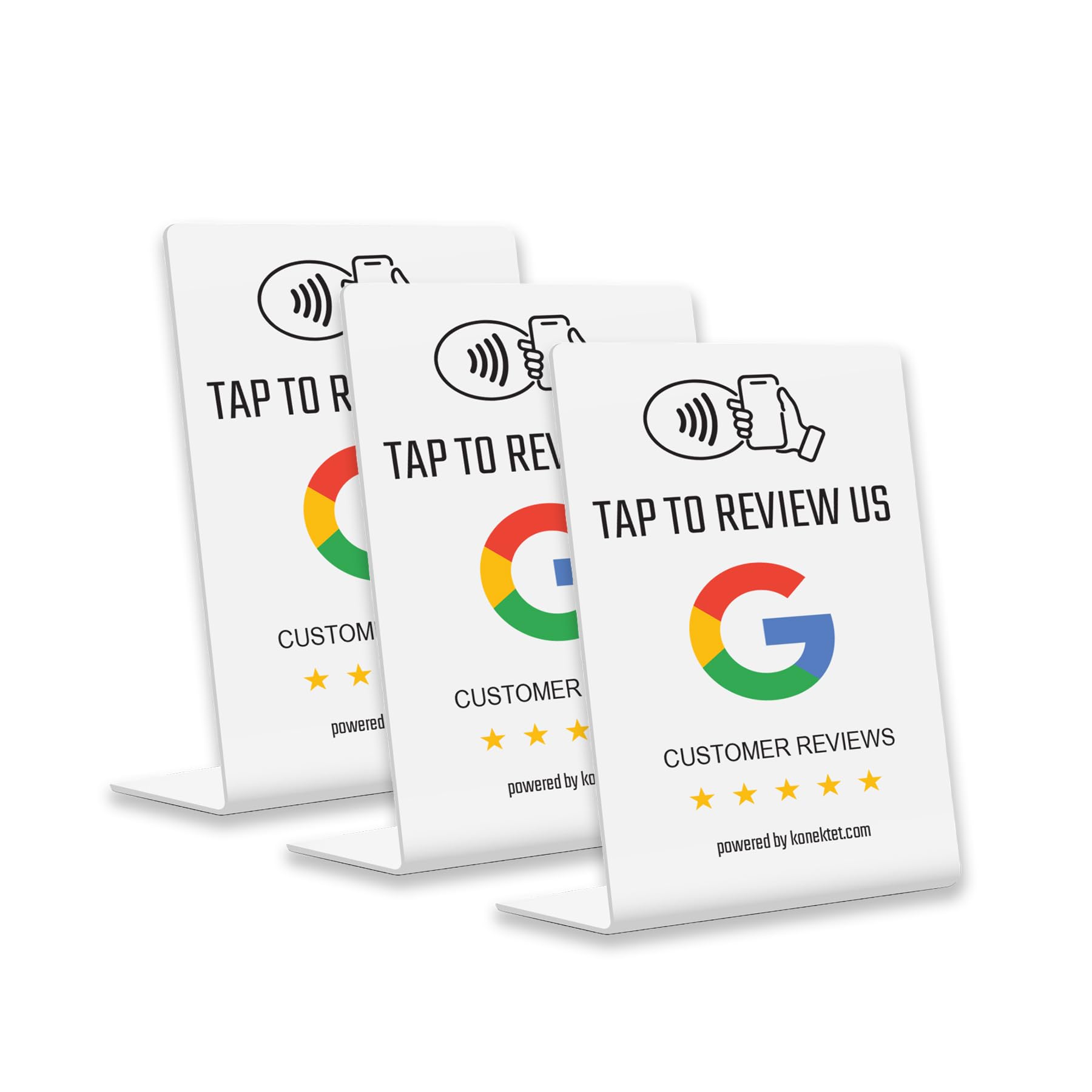 (x3) KONEKTET Review Stand, NFC Zappy Review stand - All Phones Compatible, Reusable stand, Boost Your Business Feedback & Reputation
