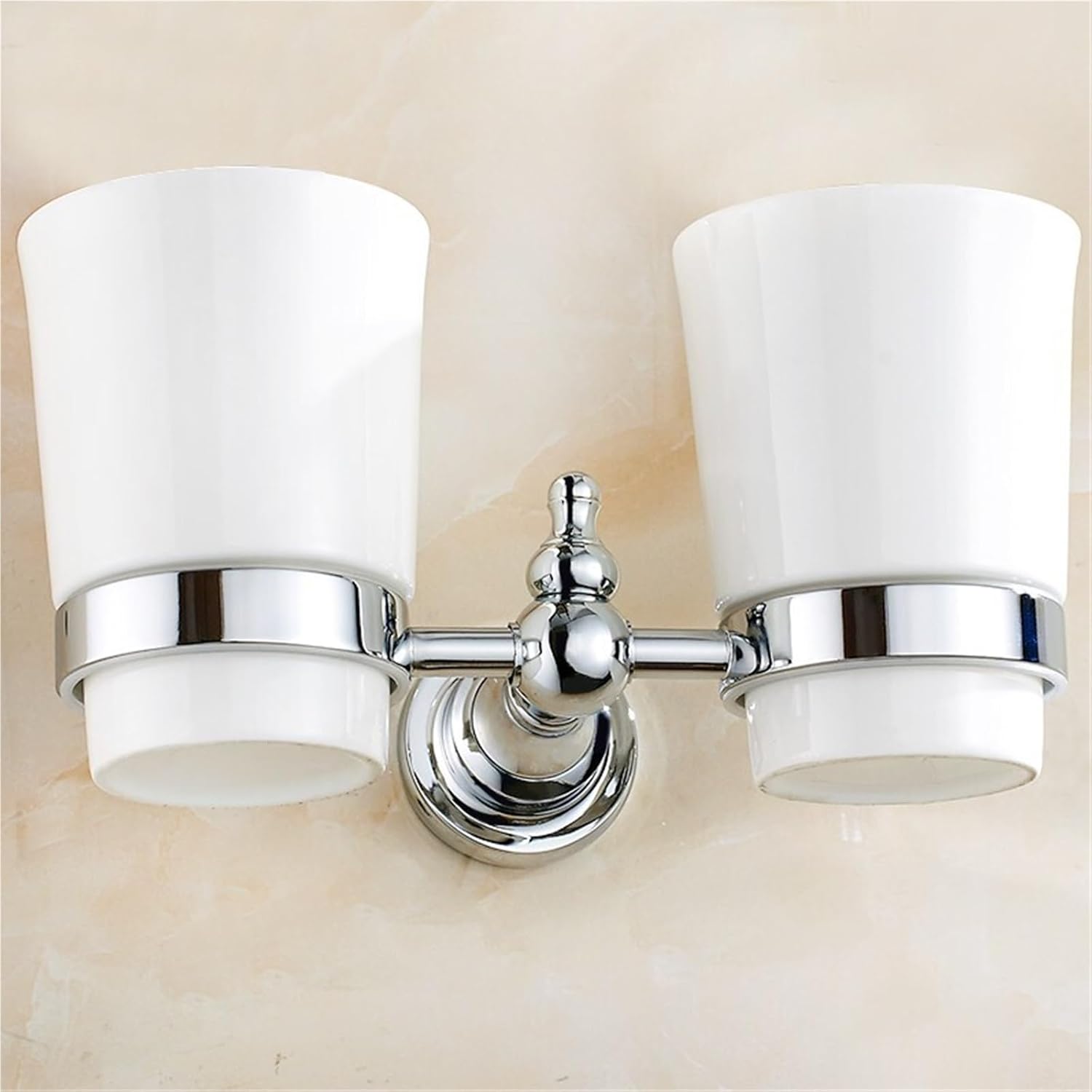 Bathroom Hardware Set Chrome Polished Bath Rack Paper Holder Toothbrush Towel Bar Coat Hook Accessories(Cup Tumbler Holder)
