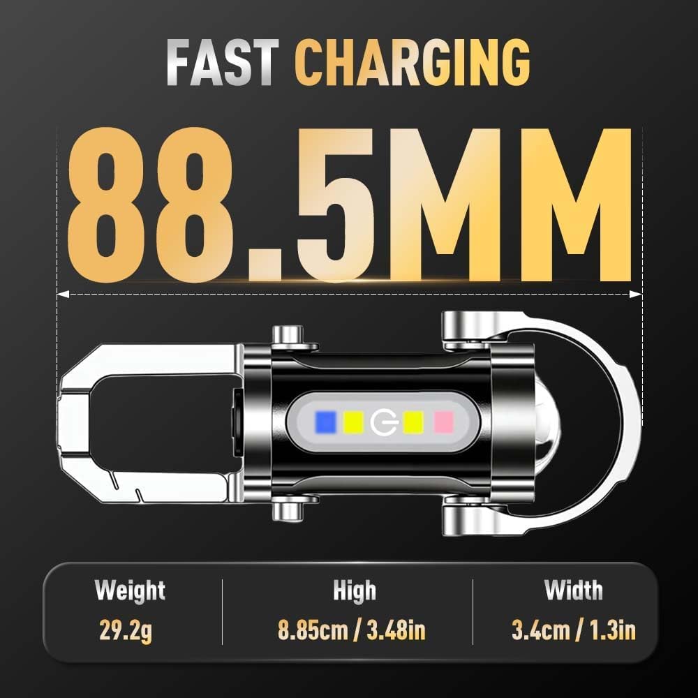 Imwing Keyblazer Portable Rechargeable Bright Keychain Flashlight 1200LM, Mini COB LED Torch with 7 Modes, Waterproof EDC Light for Camping, Hiking & Emergency Use