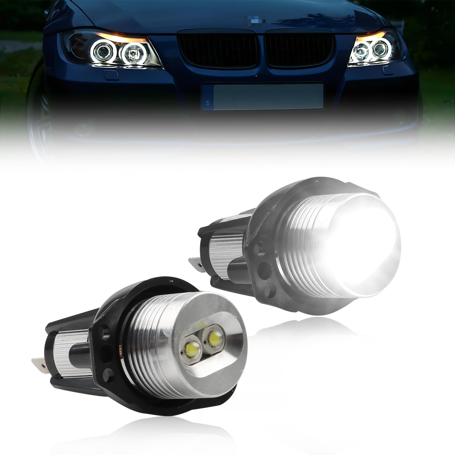 6000 K 10 W Halo Marker Ring für E90 E91 2005 2006 2007 2008, [Langlebig & Effizient] Hochwertige Can-bus Fehlerfrei, 2 Stücke