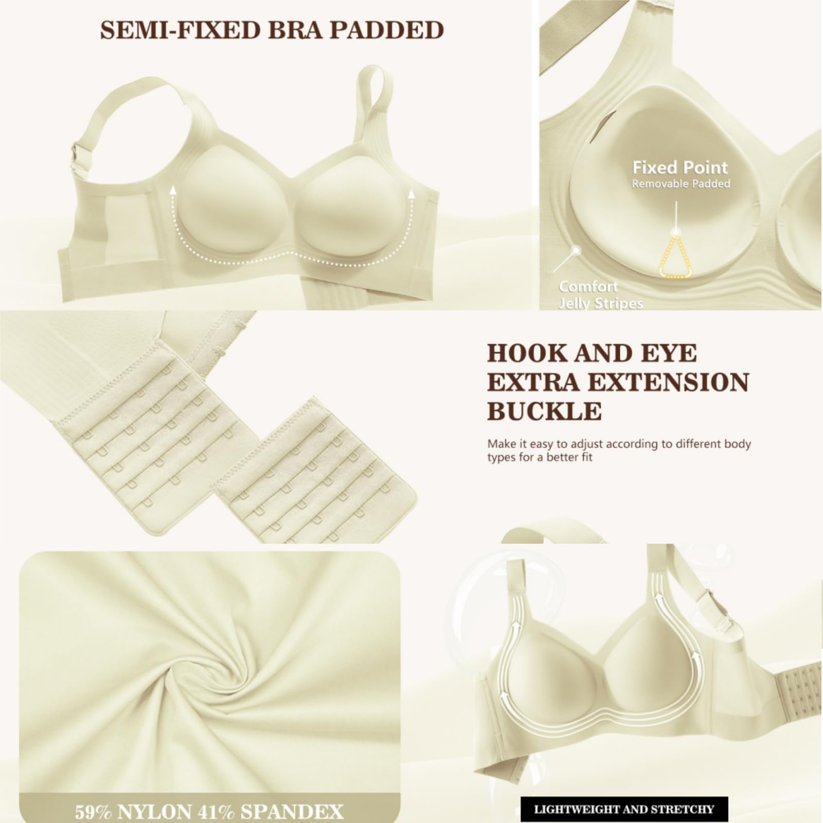 Set de 3 sujetadores para mujer «Jelly»: sin aros y con efecto push-up