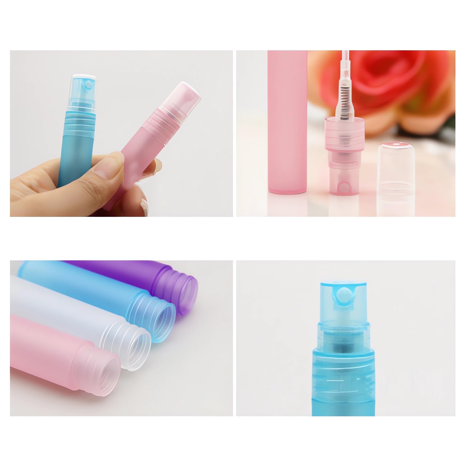100 Piezas 10ml Mate Morado Recargable Botellas Sprayer Fina Botella de Spray Vacías Plástico, para Perfume Viaje Artículos de Agua Cosmético Alcohol