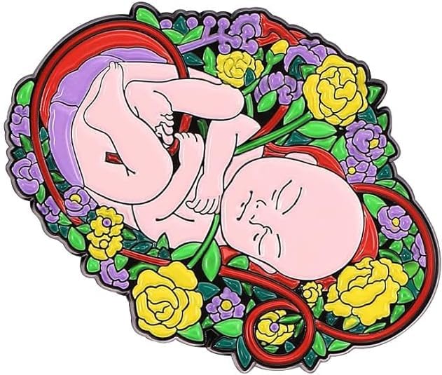 Baby Fetus in Womb Flowers Obstetrics Anatomy Brooch Pin for Medical Student Doctor Nurse Obstetrician Pregnancy