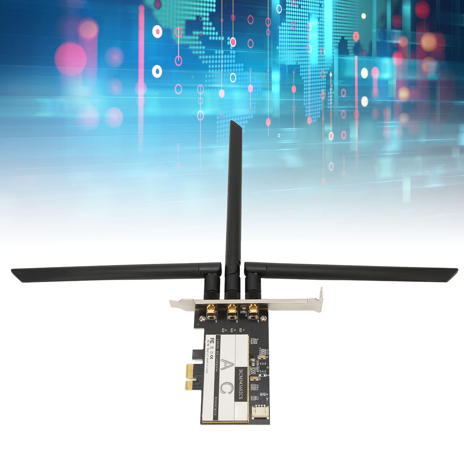 Bewinner Scheda WiFi PCIE BCM943602CS, Adattatore di Rete Wireless Dual Band 1750Mbps con 3 Antenne, Scheda WiFi Bluetooth 4.0 per 10 11 per OS X