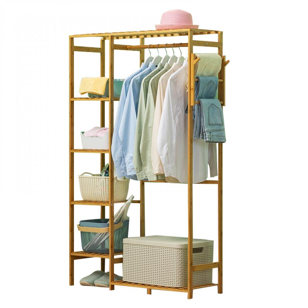 Amazon | XUDREZ ハンガーラック 天然竹製 4段棚 洋服掛け