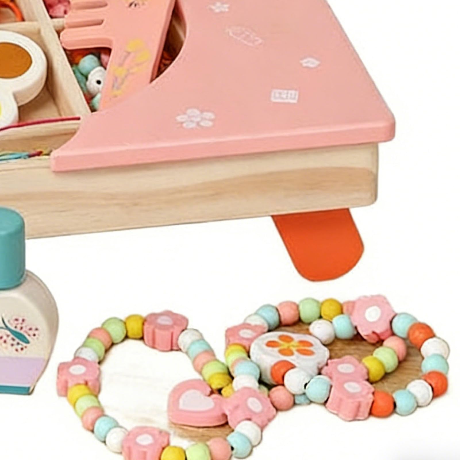 Trucco Bambini Giocattolo Tavolo da Toeletta in Legno con Specchio | Trucco per Bambini di Finzione con Pettine e per Giochi di Travestimento Compleanno Salon Bellezza