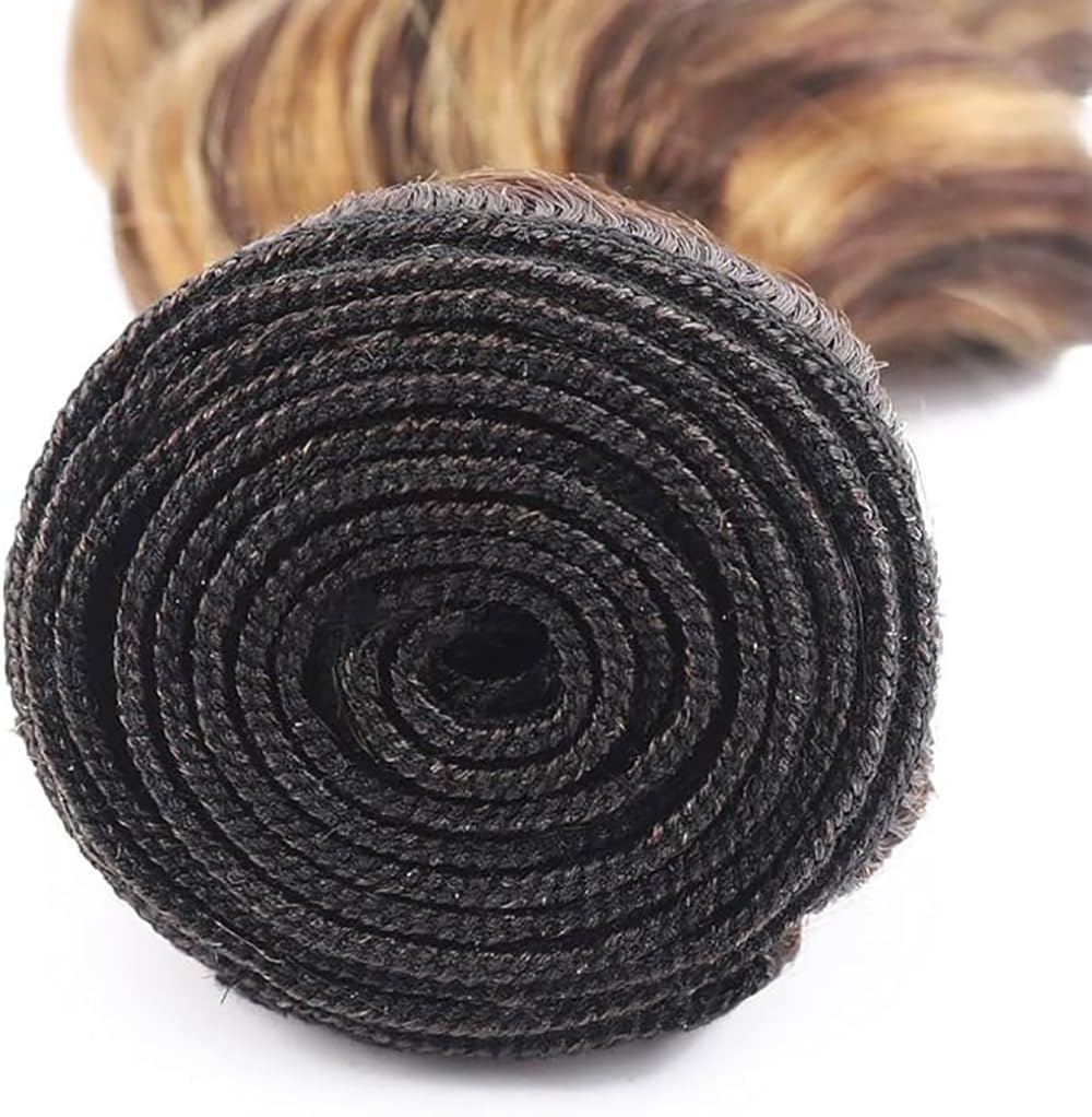 Extension Capelli Veri Umani Loose Deep Wave Human Hair Bundles Tessitura Unprocessed Remy Double Weft Extensions 100g/Per Colore Highlight Blonde for Woman 30 32 34 Inch