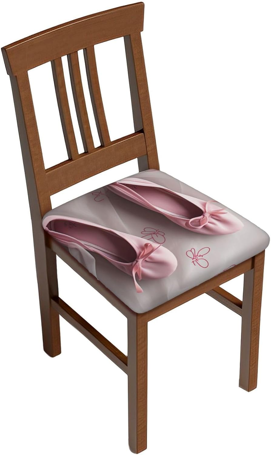 Ballet Shoes Print Square Cushion Covers 6 Pcs Set Elastic Non-Slip Seat Cushion Slipcovers Pet Furniture Protectors for Chair, Sofa