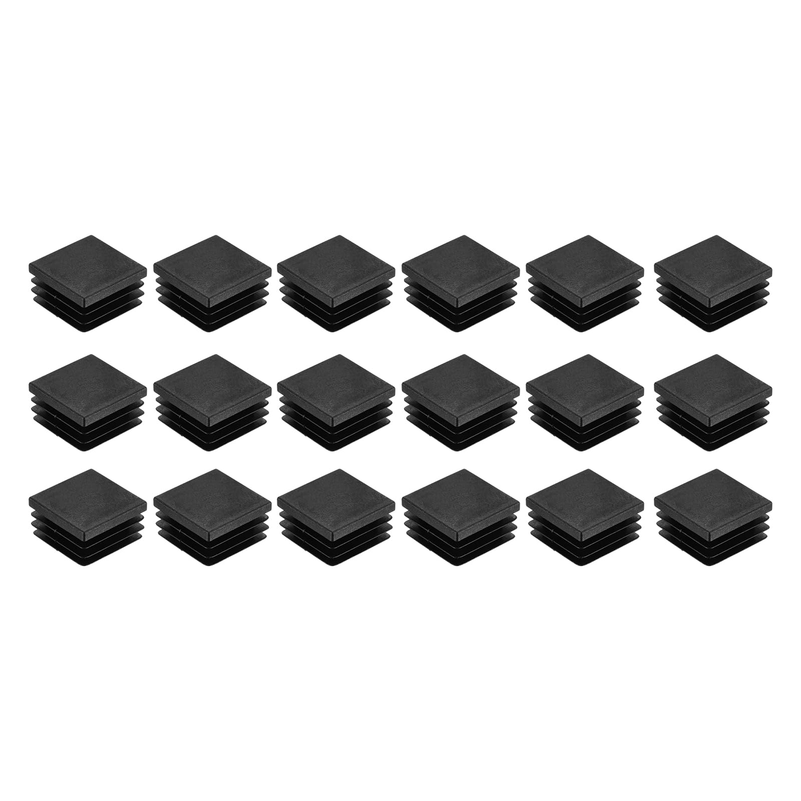 uxcell 12Pcs Square Plastic Plugs, 30 x 30mm/1.18 x 1.18inch PE Pipe Tubing End Caps for 24-28mm/0.94-1.1inch Square Tube Furniture Chair Leg, Black