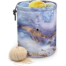 LJMKZJN Marble Print Small Crochet Bag Organizers, Drawstring Yarn Storage Knitting Bag, Yarn Holder for Crocheting On The Go, Store Skein Ball, Needles Accessories, Crochet Gifts