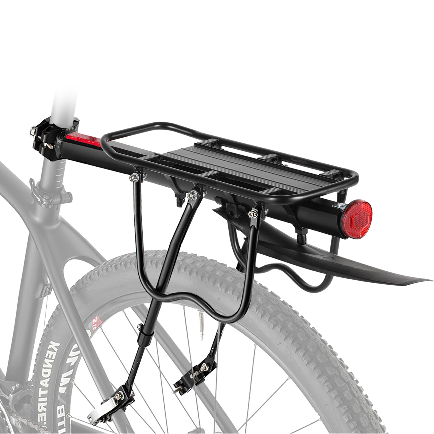 Gimisgu Portapacchi per mountain bike, in alluminio, nero, capacità di carico 50 kg, 24-29 pollici, montaggio sul sedile posteriore