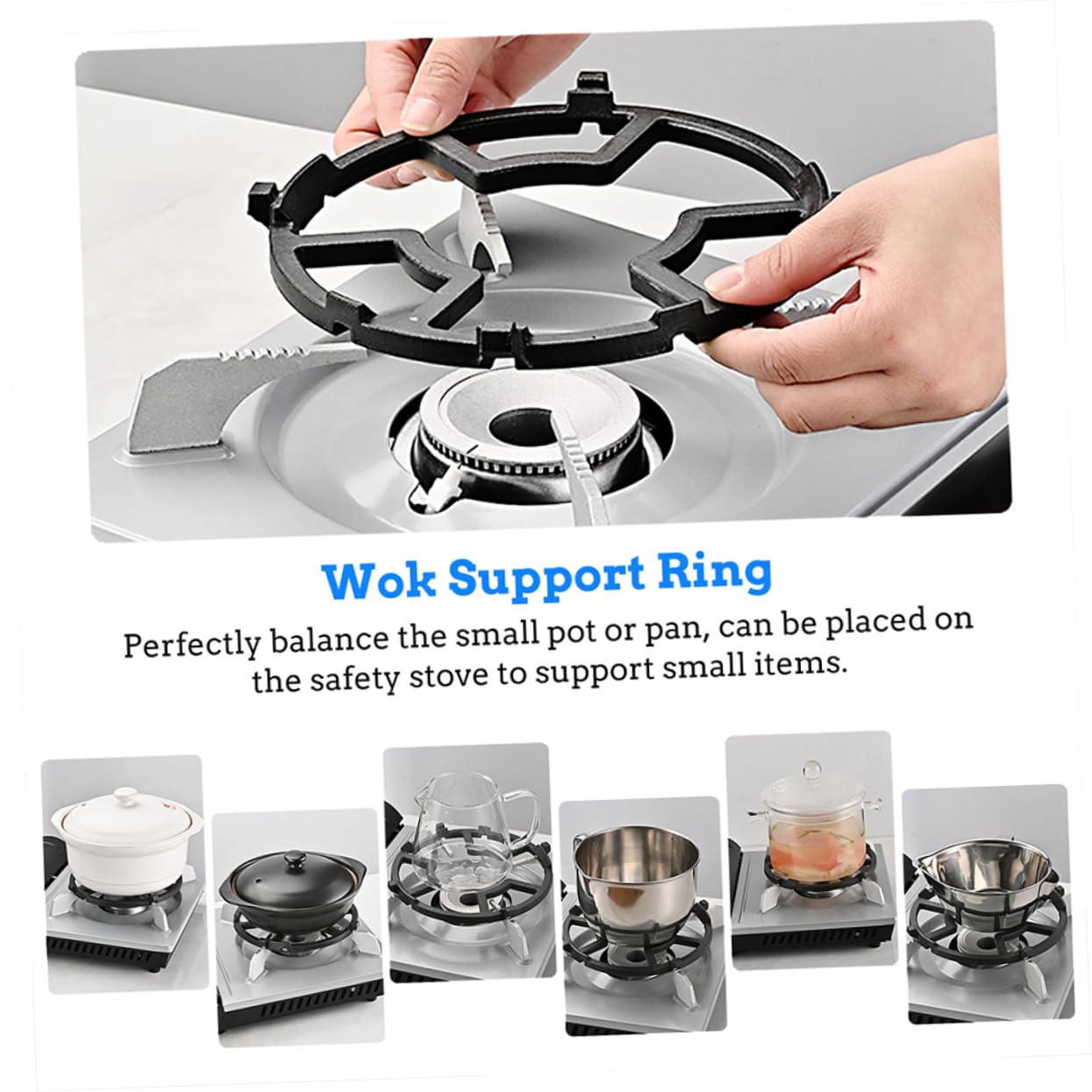 BESTOYARD 2 Piezas Rejilla para Ollas de Cocina de Gas Anillo de Hierro Fundido para Wok Soporte Antideslizante para Quemador de Estufa de Gas de Soporte de Hierro para Estufa Rejilla para C