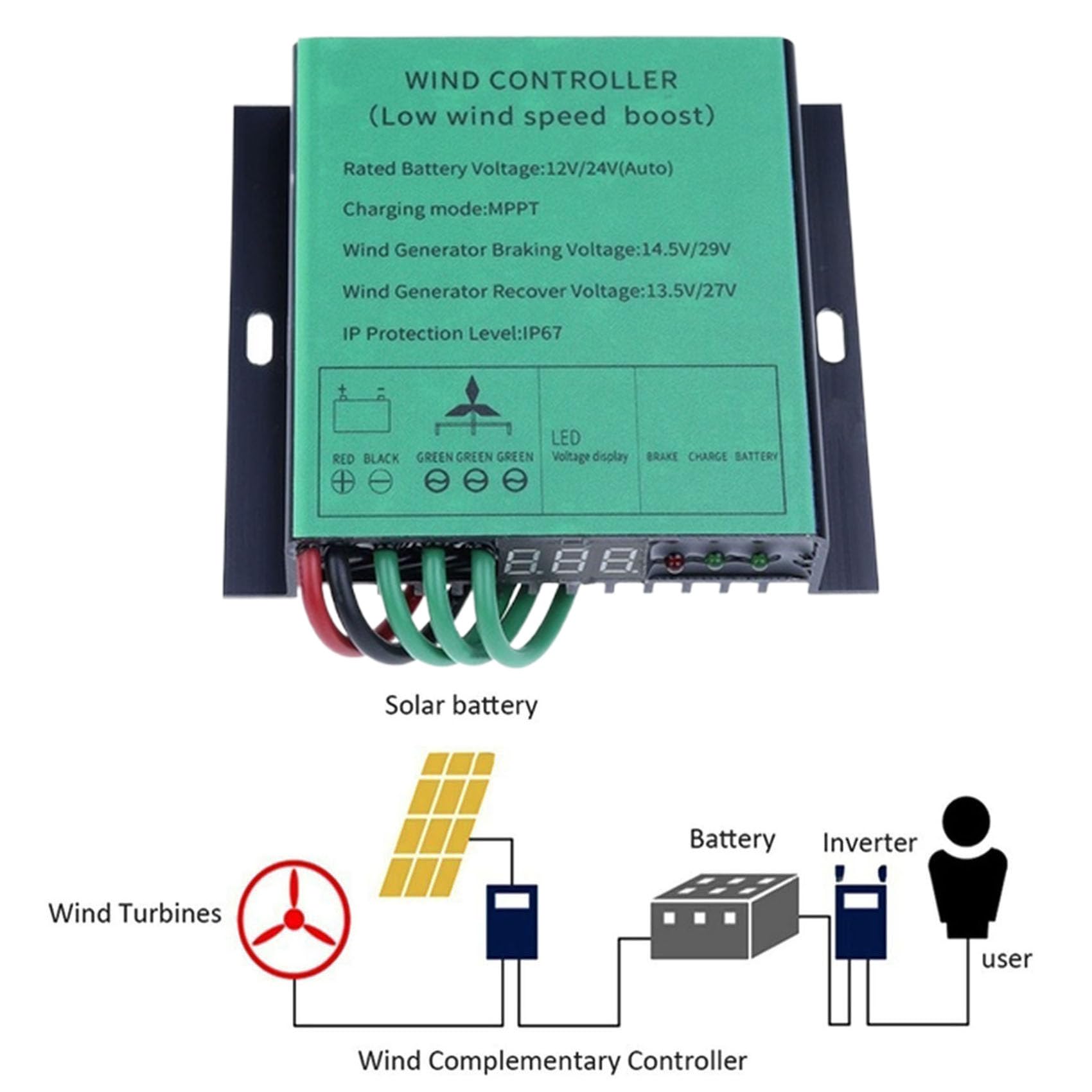 Regolatore di carica MPPT per turbine eoliche, 20000 W, trifase, 12 V/24 V/48 V, per generatori di energia eolica.