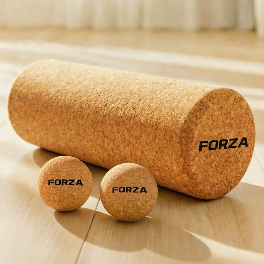 FORZA Cork Recovery Bundle – Natural Cork Foam Roller & Massage Balls – Eco-Friendly Muscle Recovery, Mobility & Myofascial Release Tools for Yoga, Pilates, Fitness & Physiotherapy