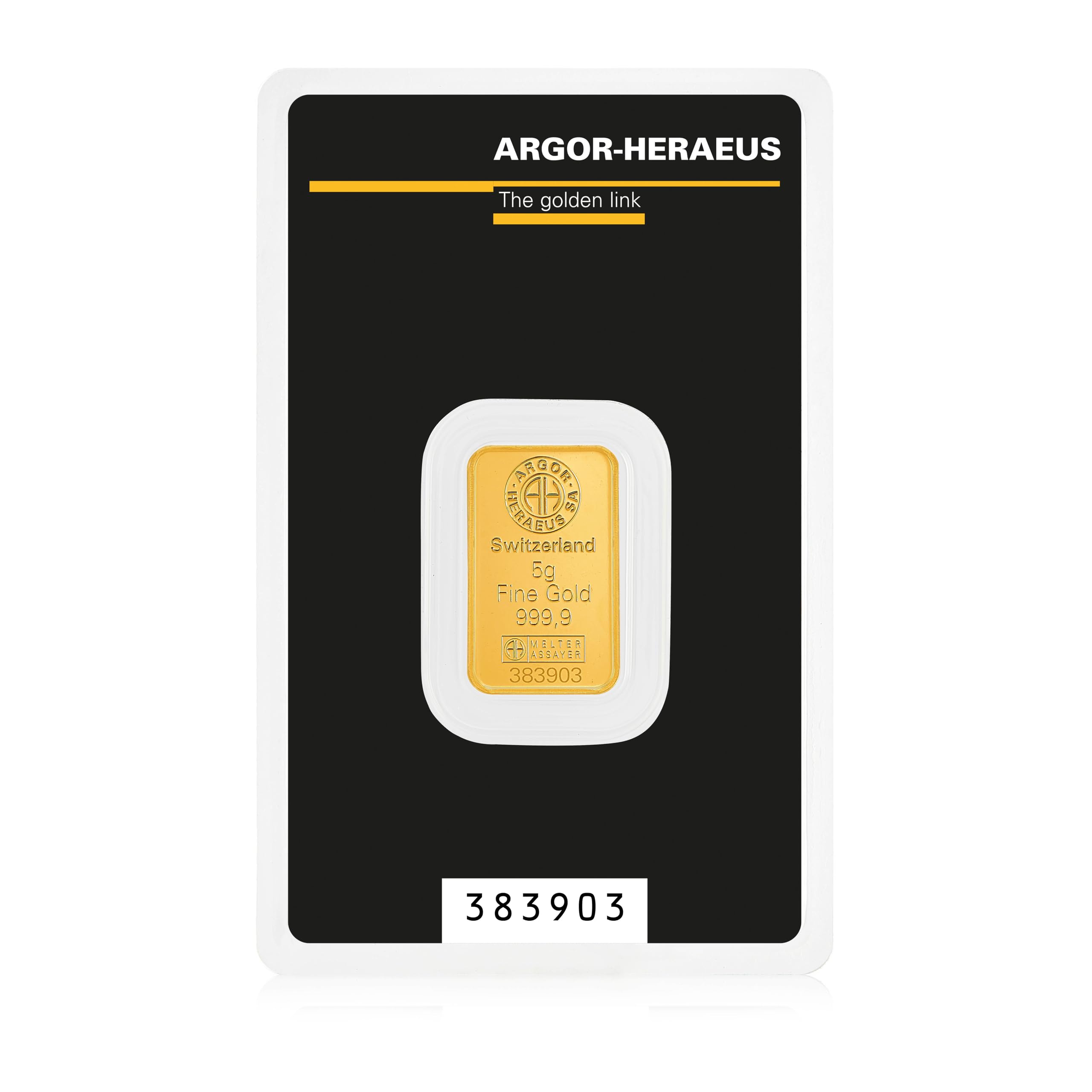 5 Gramm Goldbarren Argor-Heraeus + Echtheitszertifikat - 5 g Gold - Feingold 999.9 - LBMA - Neu