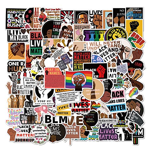 100PCs Black Rights Stickers Black Girl Black Lives Matter Melanin Poppin for Laptop Hydro Flask Water Bottle - Vinyl for Kids Teens Girls (Black100)