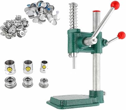 Button Maker, Handmade Fabric Cover Button Machine with 3 Molds Diameters 18, 25, 30mm and 300 Pcs Buttons, Handmade Fabric Covered Button Maker Button Machine DIY Tool