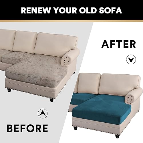 Vista 300 de PrinceDeco Fundas para sofá modular, 4 piezas, fundas de sofá para sofá seccional, fundas de terciopelo separadas para sofá seccional, en forma de L