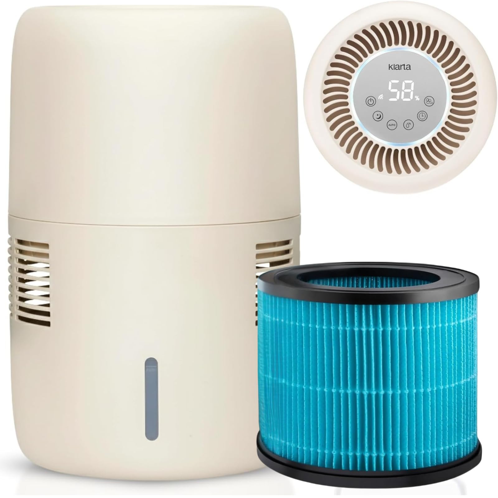 Humea WiFi Smart nawilżacz oparówkowy (Beżowy) | 3L zbiornik, sterowanie mobilne, automatyczne, cichy, biały, bez proszku, nocne światło, łagodzi objawy alergiczne, zapobiega wysychaniu skóry