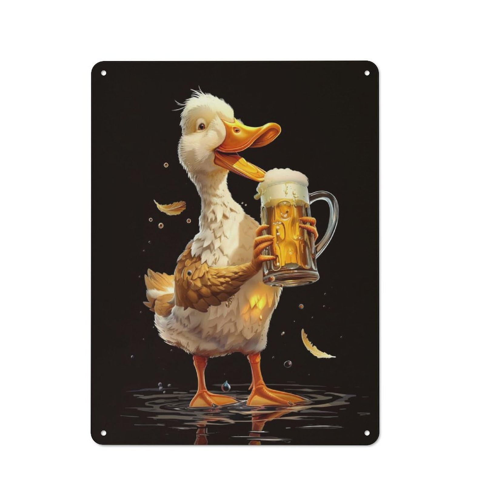Junmoney Duck Beer Vintage Metal Plaque 40X30cm For Dining Room Or Kitchen, For Home Decor Collectors Refreshing A Room In Autumn