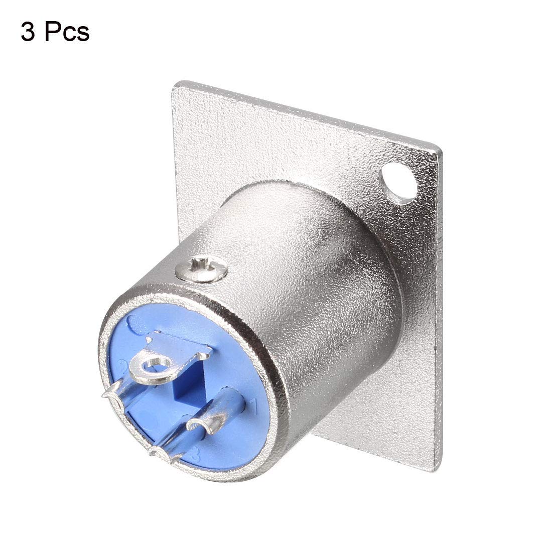 N/A 3-polig XLR männlich Klinke Montage auf Panel für Mikrofon Anschluss Adapter Konverter Audio Lautsprecher Silber 3 Stück