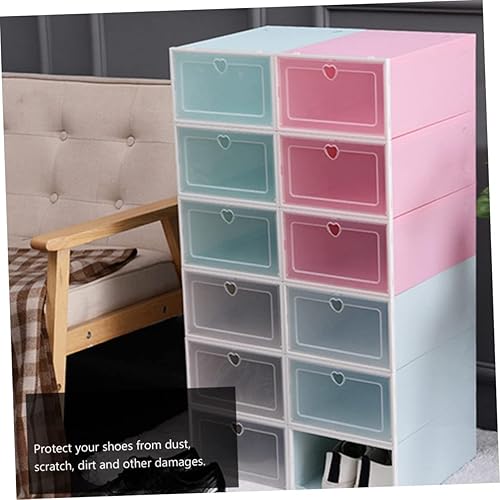 Miniatura 3 de Zerodeko 12 unidades de almacenamiento abatible, caja de zapatos apilable, almacenamiento de zapatos, cajón de zapatos, organizador de plástico