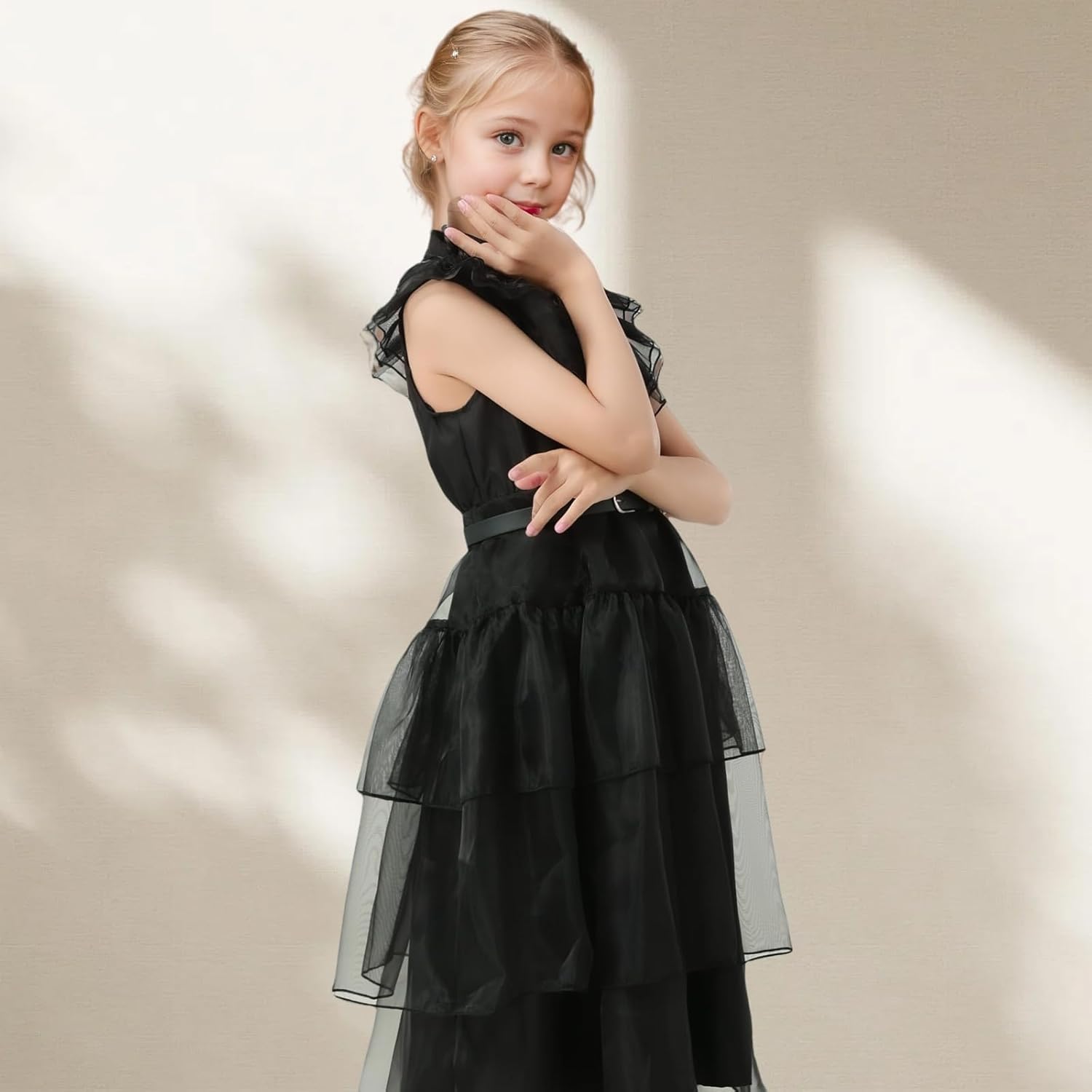 Black Costume Dress for Girls Halloween Costumes Kids Cosplay Family Birthday Party with Accessories - Image 6