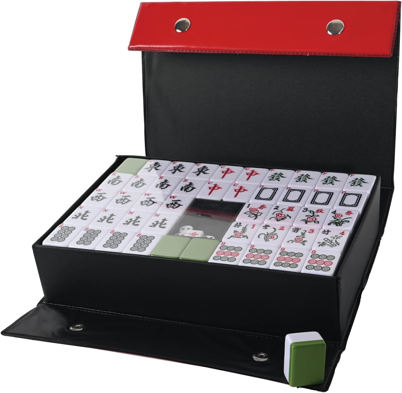 Nisorpa 3x2.25cm Chinese Majong Set,Solid Structure Easy To Read Mah Jongg Game,144PC Medium Mahjong Tile Set for Travel Party Family Game 麻将 (3.0x2.25x1.7cm)