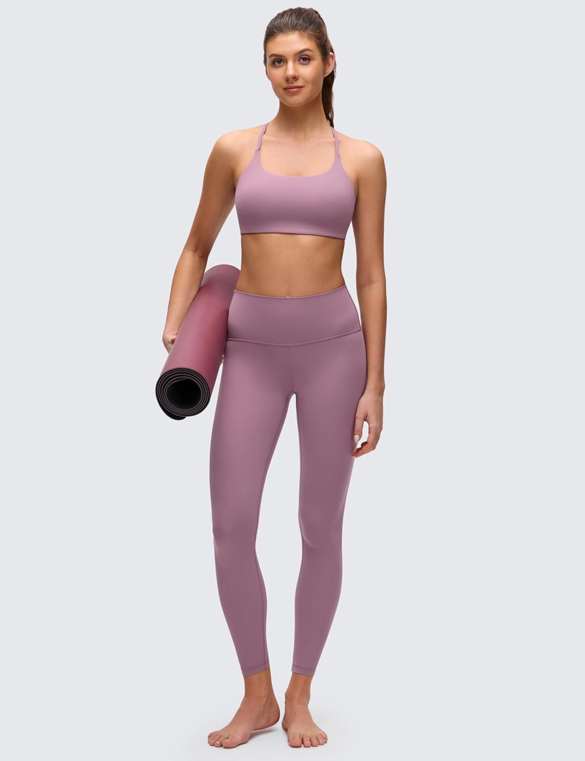 CRZ YOGA Butterluxe Twist Cross Back Sports Bras for Women - U Neck Padded Adjustable Spaghetti Straps Yoga Top - Image 4