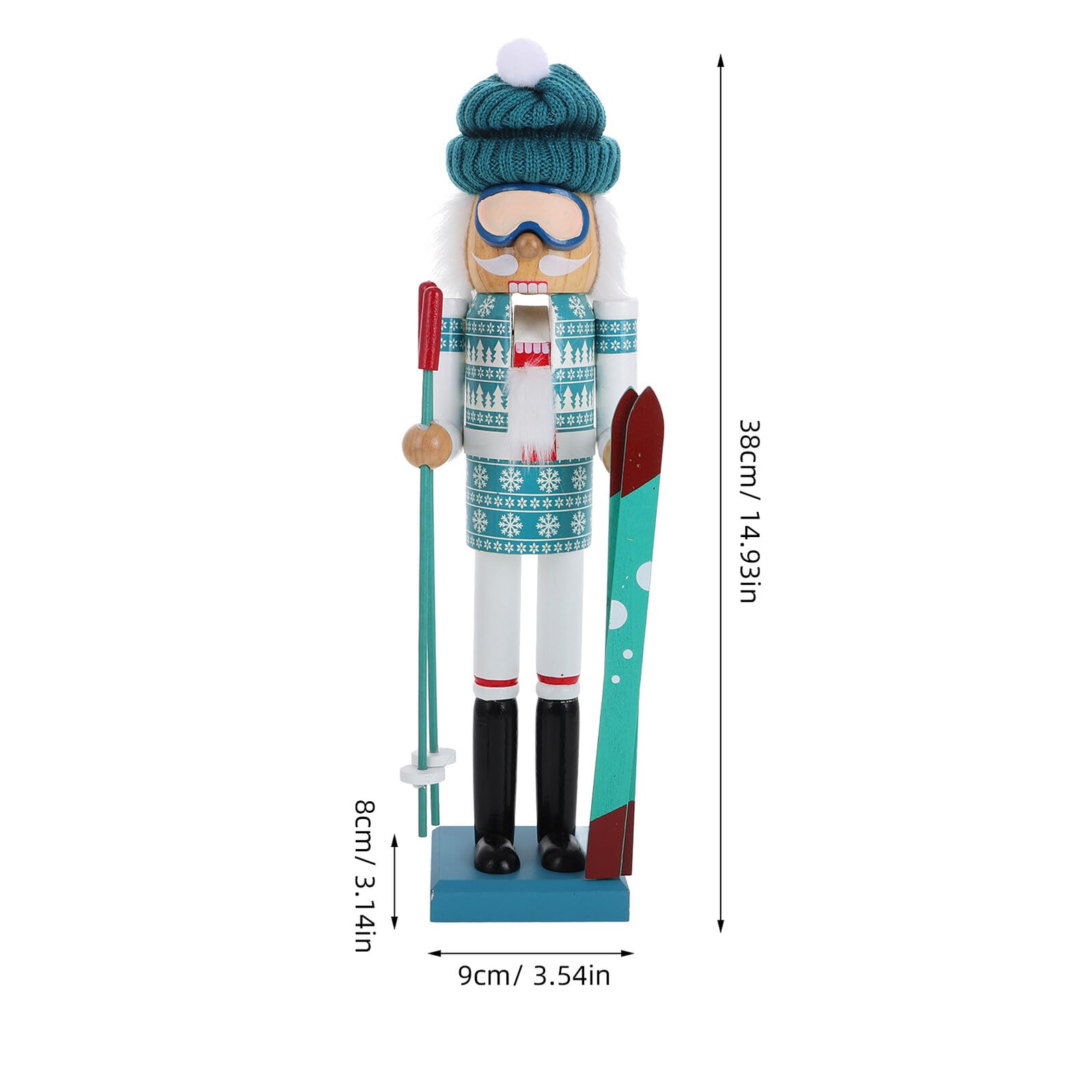 Baluue Holz Weihnachtsmannfigur Ski Fahrend Dekorative Puppenfiguren für Tisch Weihnachtsdekorationen für Zuhause und Garten