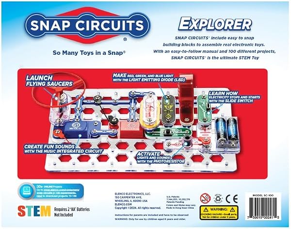 Snap Circuits Jr. SC-100 Electronics Exploration Kit, Over 100 Projects, Full Color Project Manual, 28 Parts, STEM Educational Toy for Kids 8 + - 1