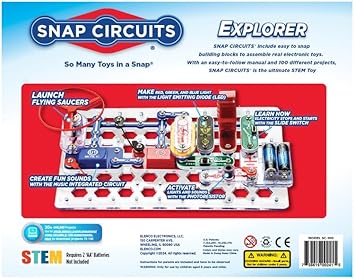 Snap Circuits Jr. SC-100 Electronics Exploration Kit, Over 100 Projects, Full Color Project Manual, 28 Parts, STEM Educational Toy for Kids 8 +