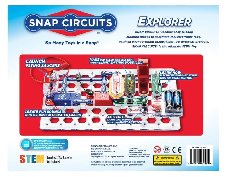 Snap Circuits Jr. SC-100 Electronics Exploration Kit, Over 100 Projects, Full Color Project Manual, 28 Parts, STEM Educational Toy for Kids 8 + image 1