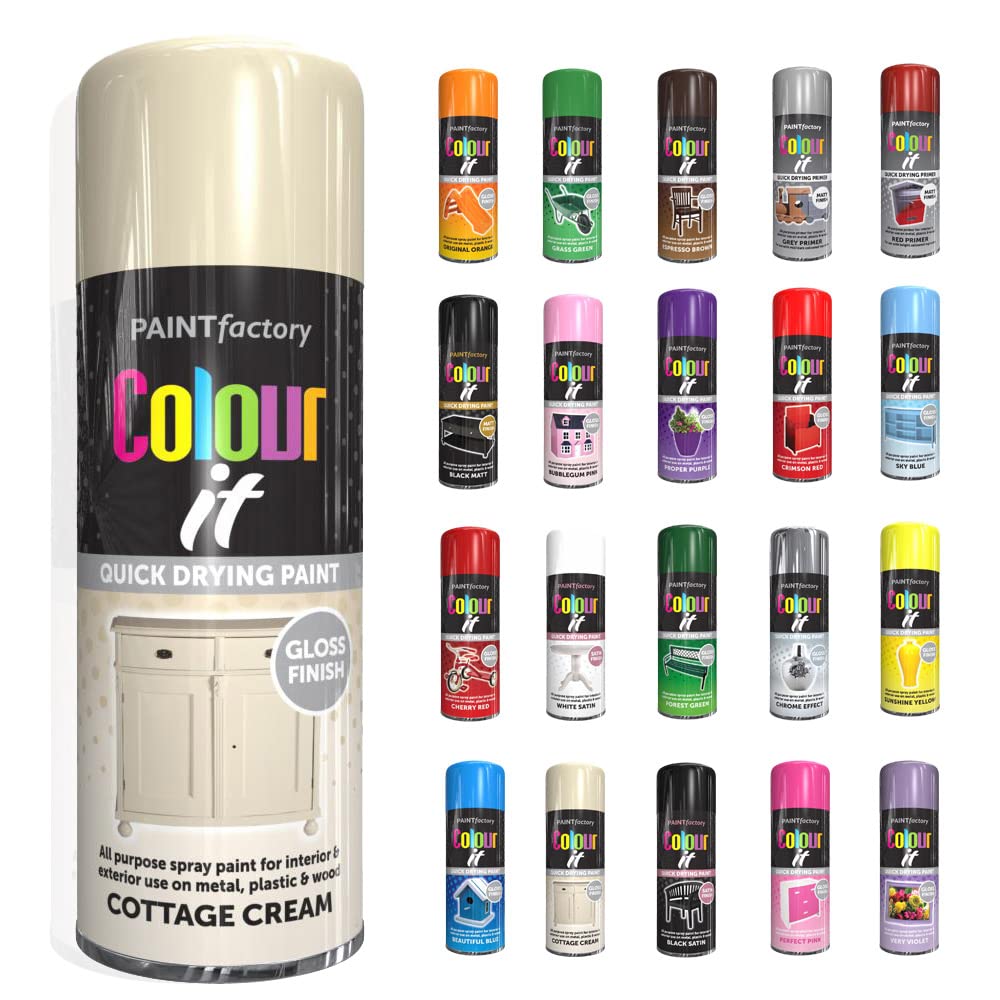 SCHNAZZ 1 x All Purpose Cottage Cream Aerosol Spray Paint 400ml Fast Dry, Quick Drying Spray and Excellent Coverage for Wood, Metal, Plastic, Glass and More