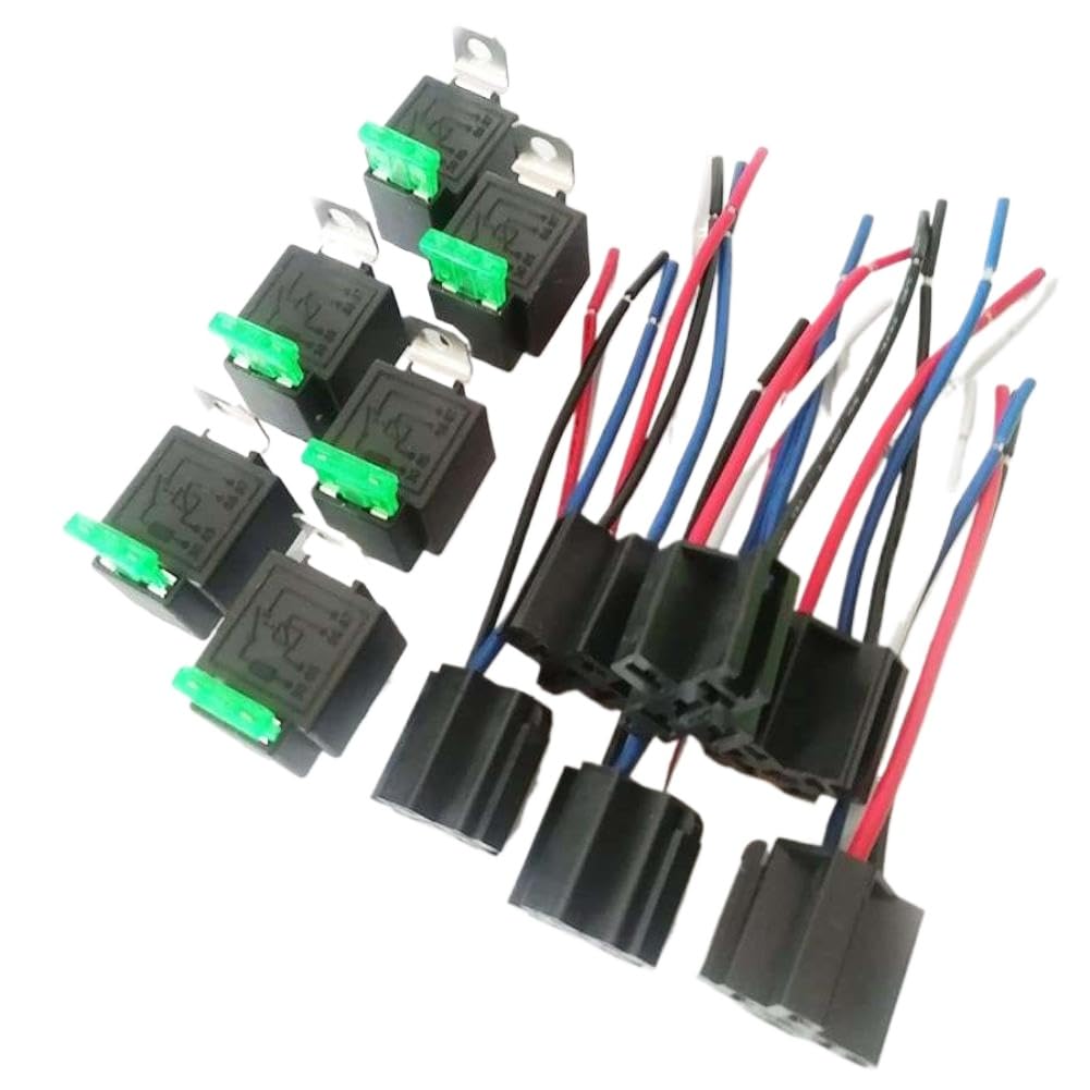 6pc 30a ATO ATC Fuse 4 Pin Spst Automotive Electrical Relay 14 Awg Wire Compatible with