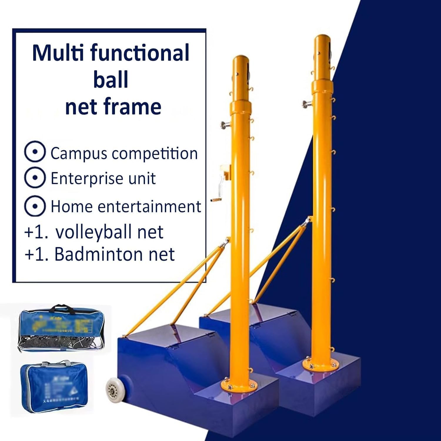Portable Volleyball Net & Badminton Stand with Stable Base and Wheels for Indoor & Outdoor Use - Ideal for Gym, Backyard, and Sports Events