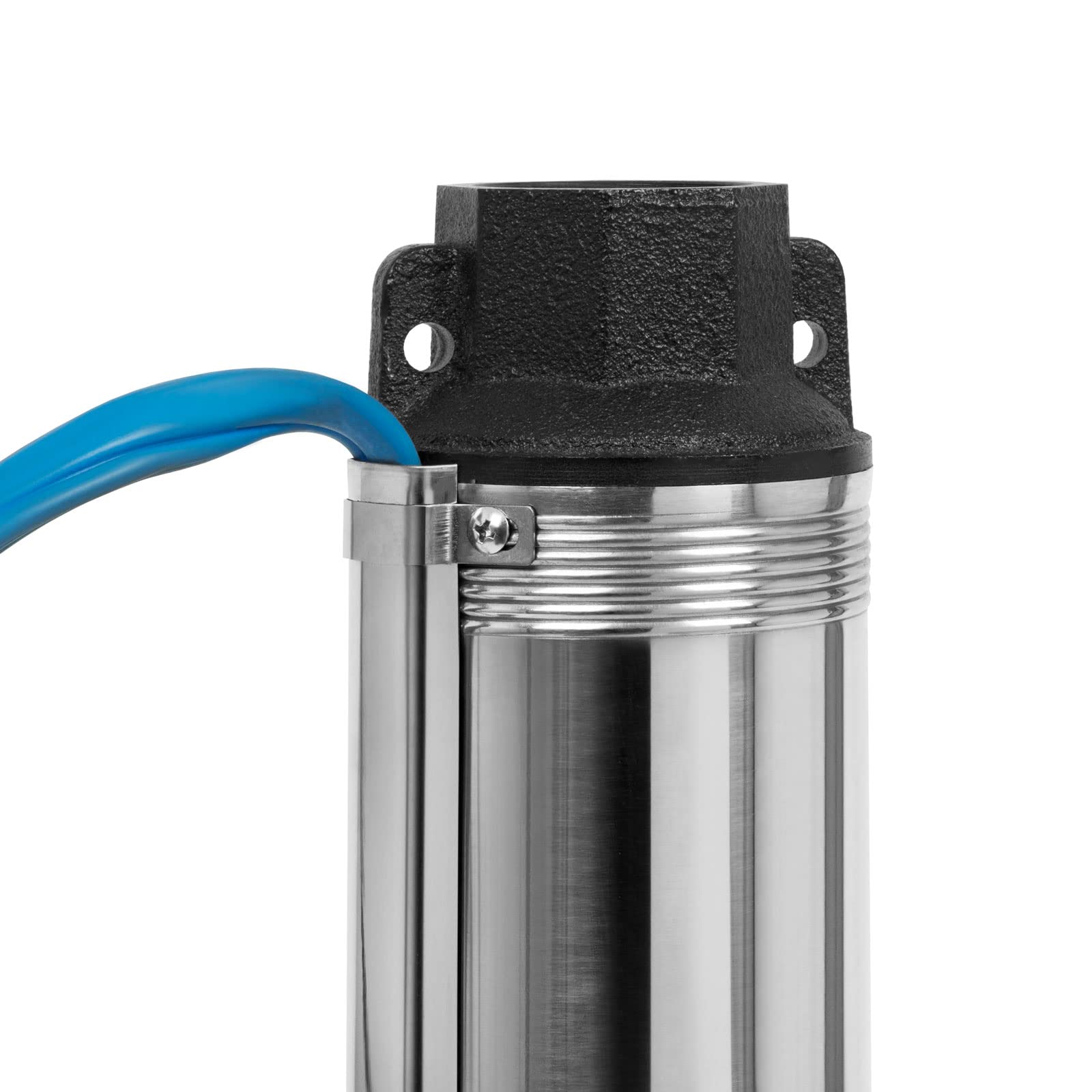EBERTH Pompa Sommersa per Pozzi Profondi 4" in Acciaio Inossidabile - 1100W, Diametro 10cm, Cavo 20m, Prevalenza Max. 74m, Con Filtro