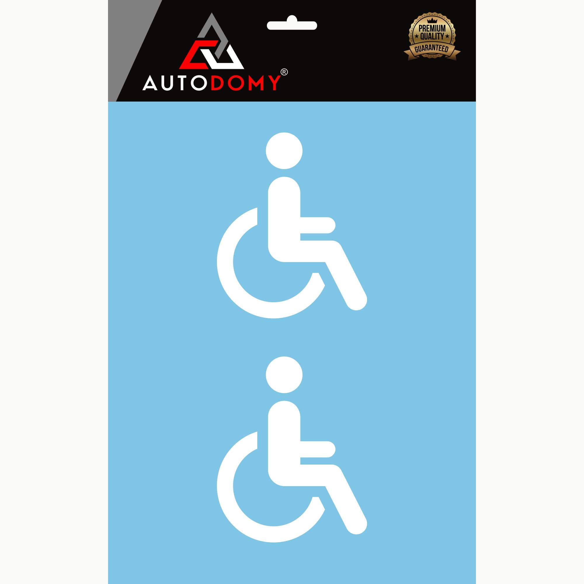 2 Adesivi Per Disabili Auto | 14,5x12,5 Cm Triangolo | Vinile Lucido Resistente UV | Per Finestre Paraurti Casa