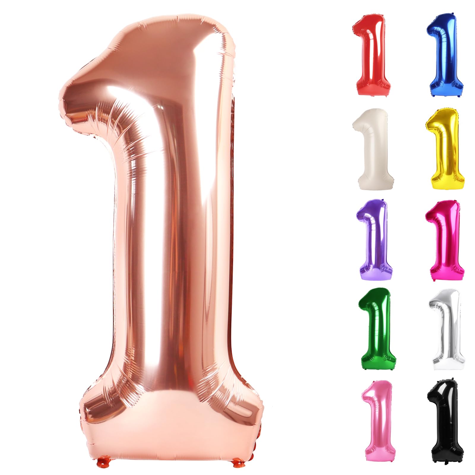 Rose Gold Number 1 Balloon for First Birthday 40 Inch, 1st One Number Balloons Birthday Decorations