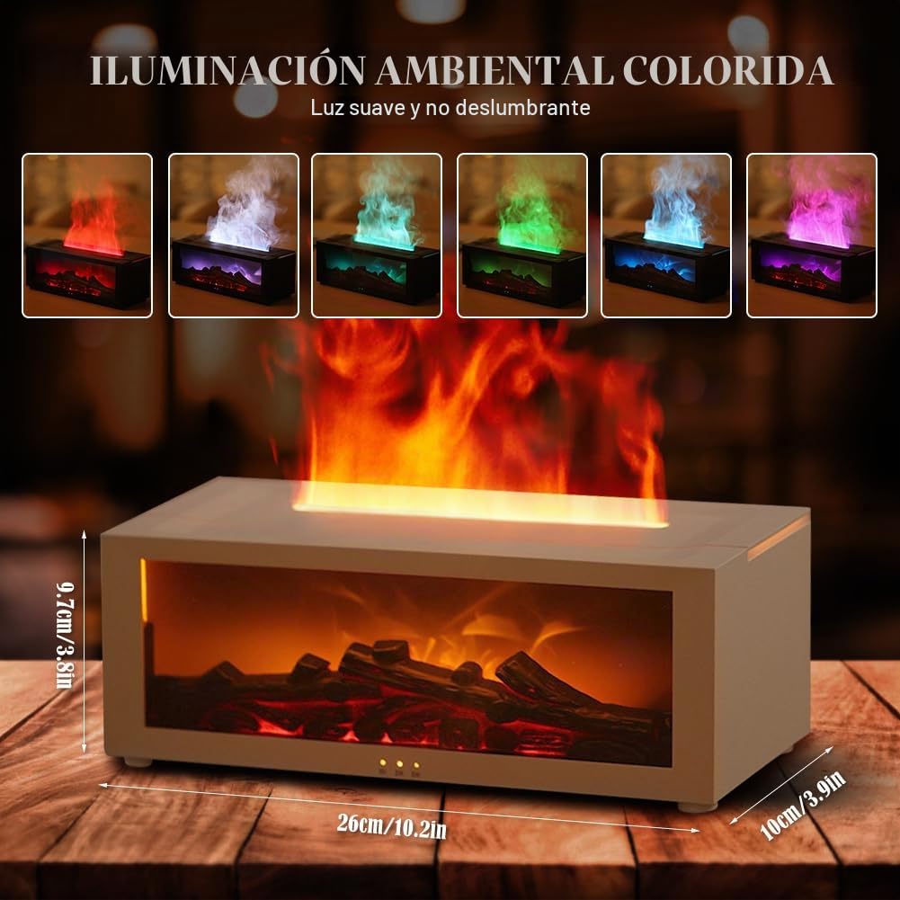 Difusor de aroma blanco con efecto de 7 llamas, difusor de aceites esenciales de 150 ml, humidificador con temporizador y control remoto, cambio de luz, portátil, difusor de volcán para el hogar y la