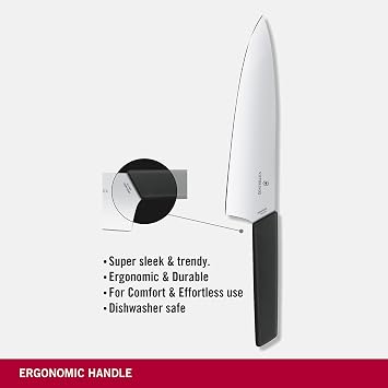 Victorinox Swiss Modern Chef's Knife - Kitchen Knife for Cutting Meat, Fruit & Vegetables - Premium Kitchen Accessories - Black Handle, 8