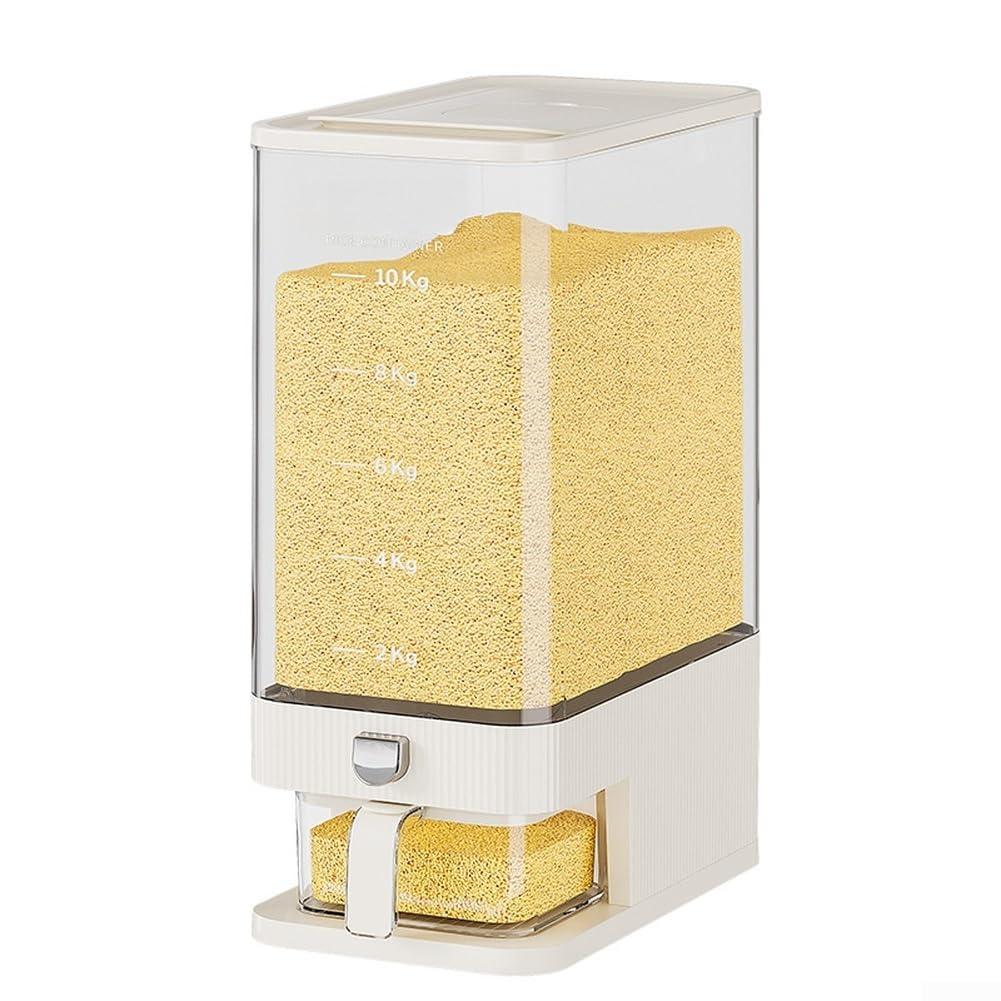 Contenitore per riso ermetico, dispenser con un clic, 10 kg (cachi, piccolo