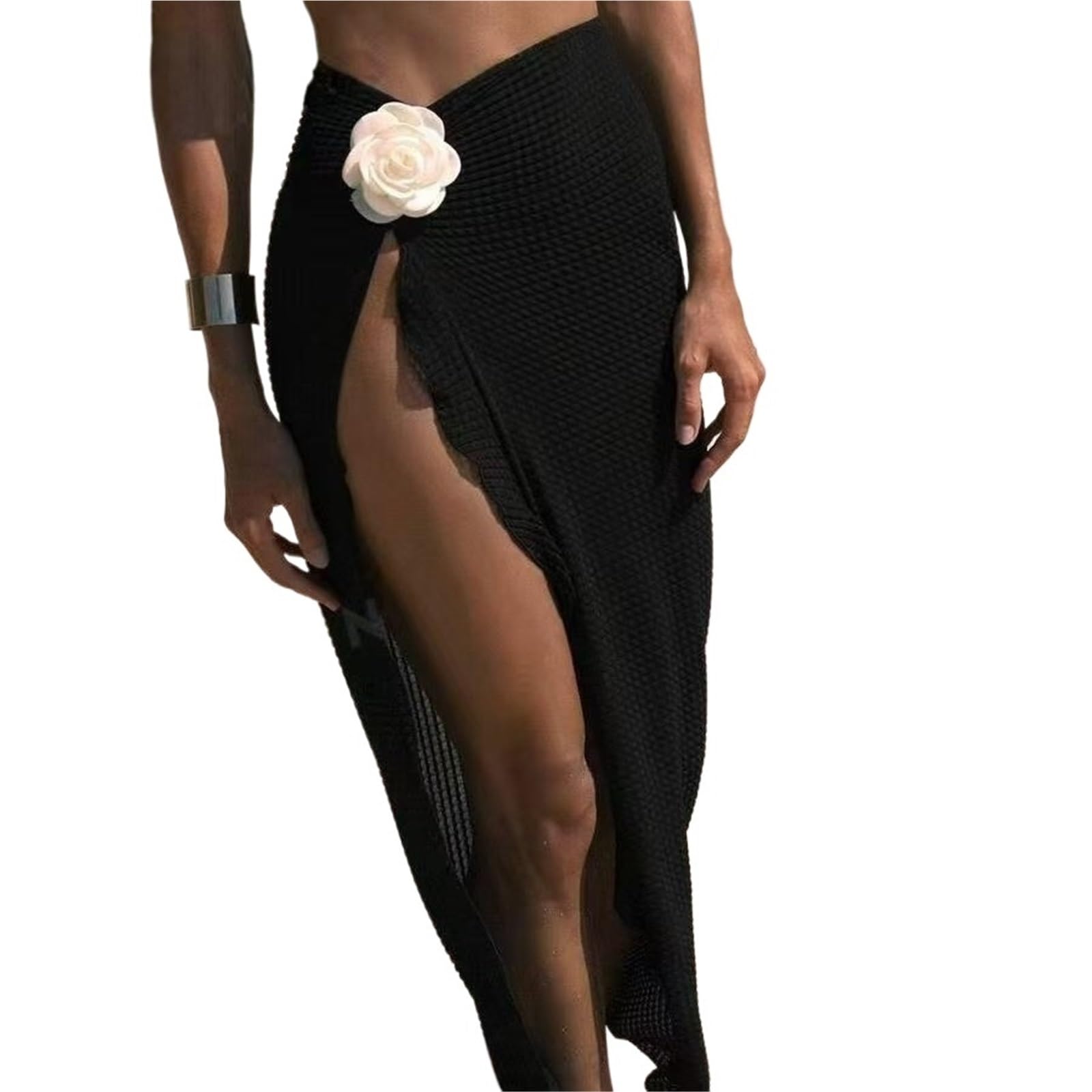 Copricostume Donna Mare Gonna da Spiaggia Tinta Unita, Gonna Lunga da Vacanza al Mare(L)
